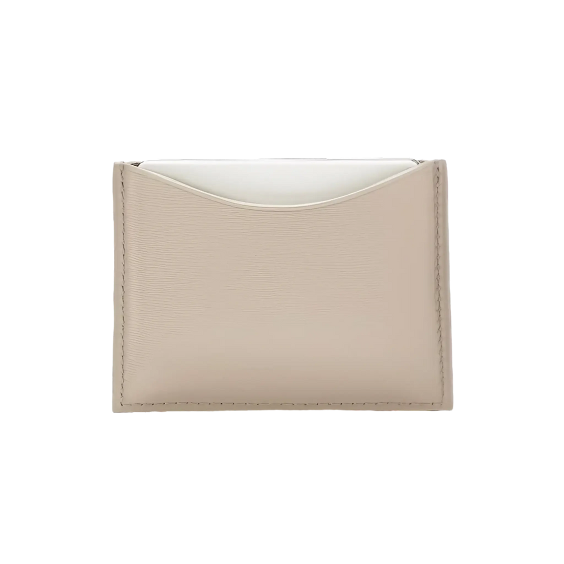 Poudrier en cuir beige rechargeable de La Bouche Rouge, collection ambretmusc, fabriqué artisanalement en France