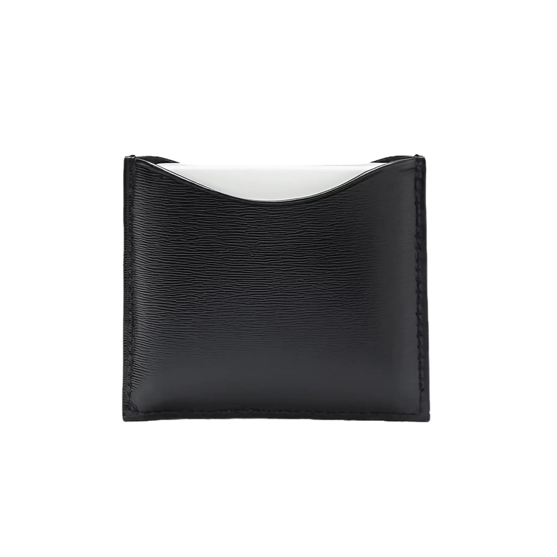 Poudrier en cuir noir, écrin rechargeable de La Bouche Rouge ambretmusc, artisanat français sans plastique
