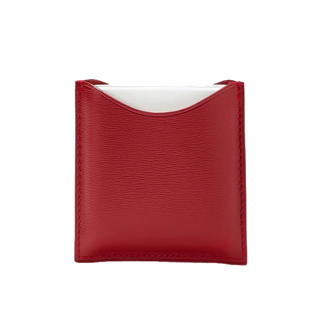 Poudrier en cuir rouge de La Bouche Rouge, collection ambretmusc, écrin rechargeable artisanal français sans plastique