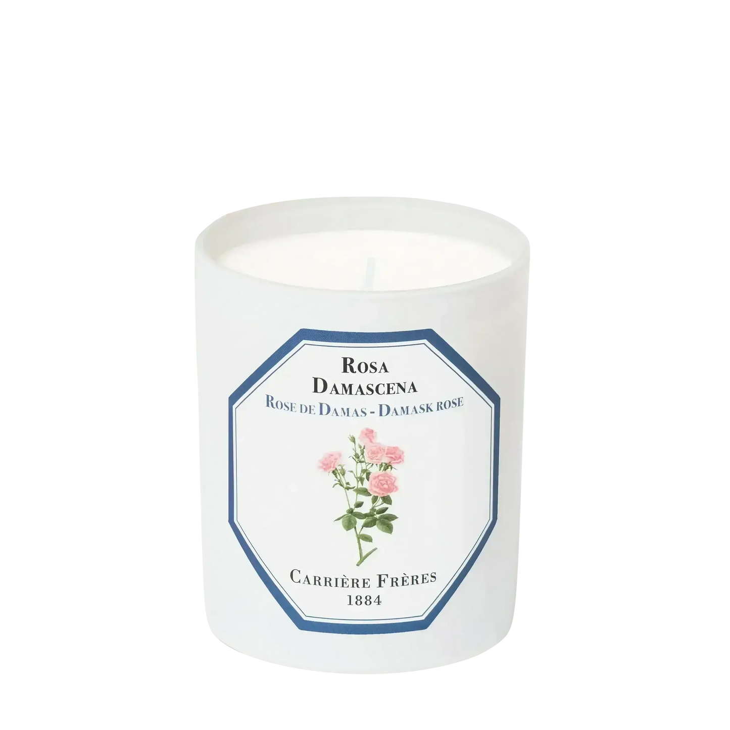 Bougie parfumée Rose de Damas de Carrière Frères collection ambretmusc, inspirée de la rose odorante de Turquie