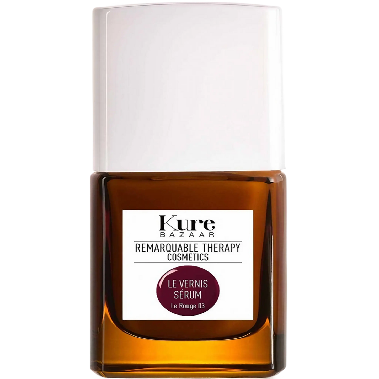 Vernis sérum Le Rouge 03 de Kure Bazaar, soin pour ongles abîmés et fragilisés en rouge foncé intense ambretmusc.