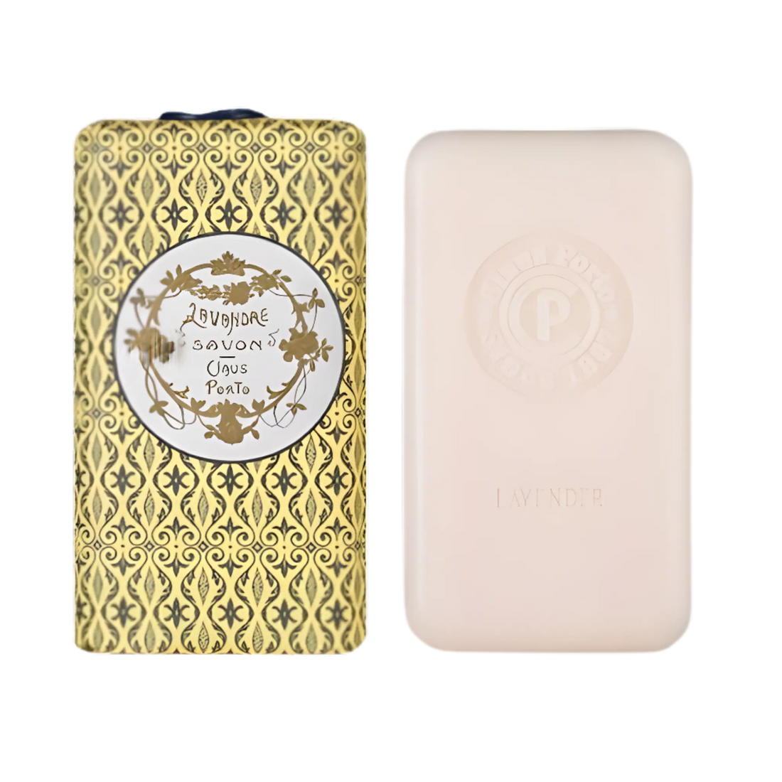 Savon solide Lavande de Claus Porto avec ambretmusc, formule riche pour nettoyer et hydrater la peau en douceur
