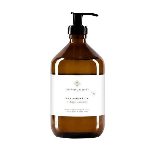Savon liquide pour corps et mains Nice Bergamote d'Essential Parfums, fragrance ambretmusc
