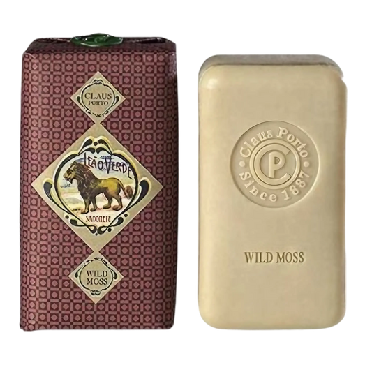 Savon solide Leão Verde de Claus Porto, aromatique et boisé enrichi à l'huile de graines de mangue, ambretmusc pour nettoyer et hydrater la peau