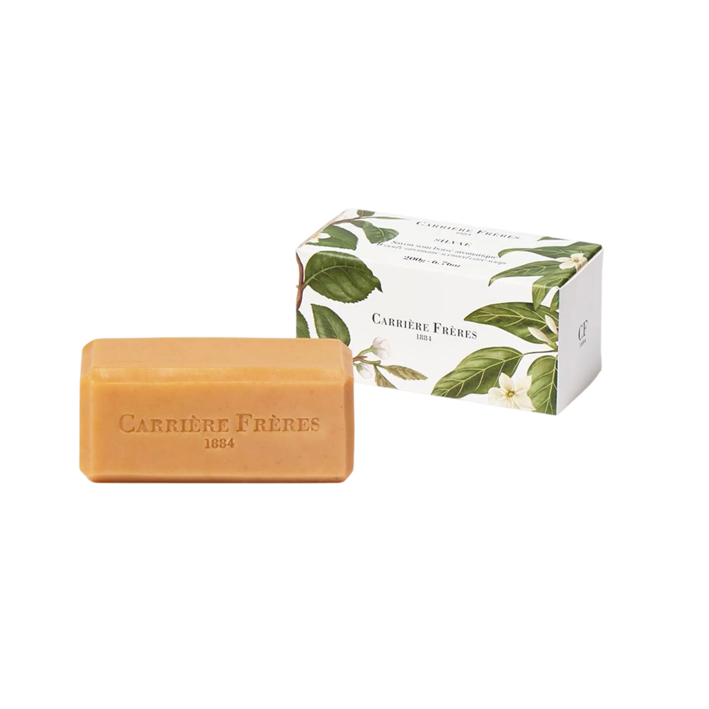 Savon solide Silvae de Carrière Frères, vegan certifié bio Cosmos Organic, parfum aromatique boisé au romarin, eucalyptus, lavande et cèdre ambretmusc