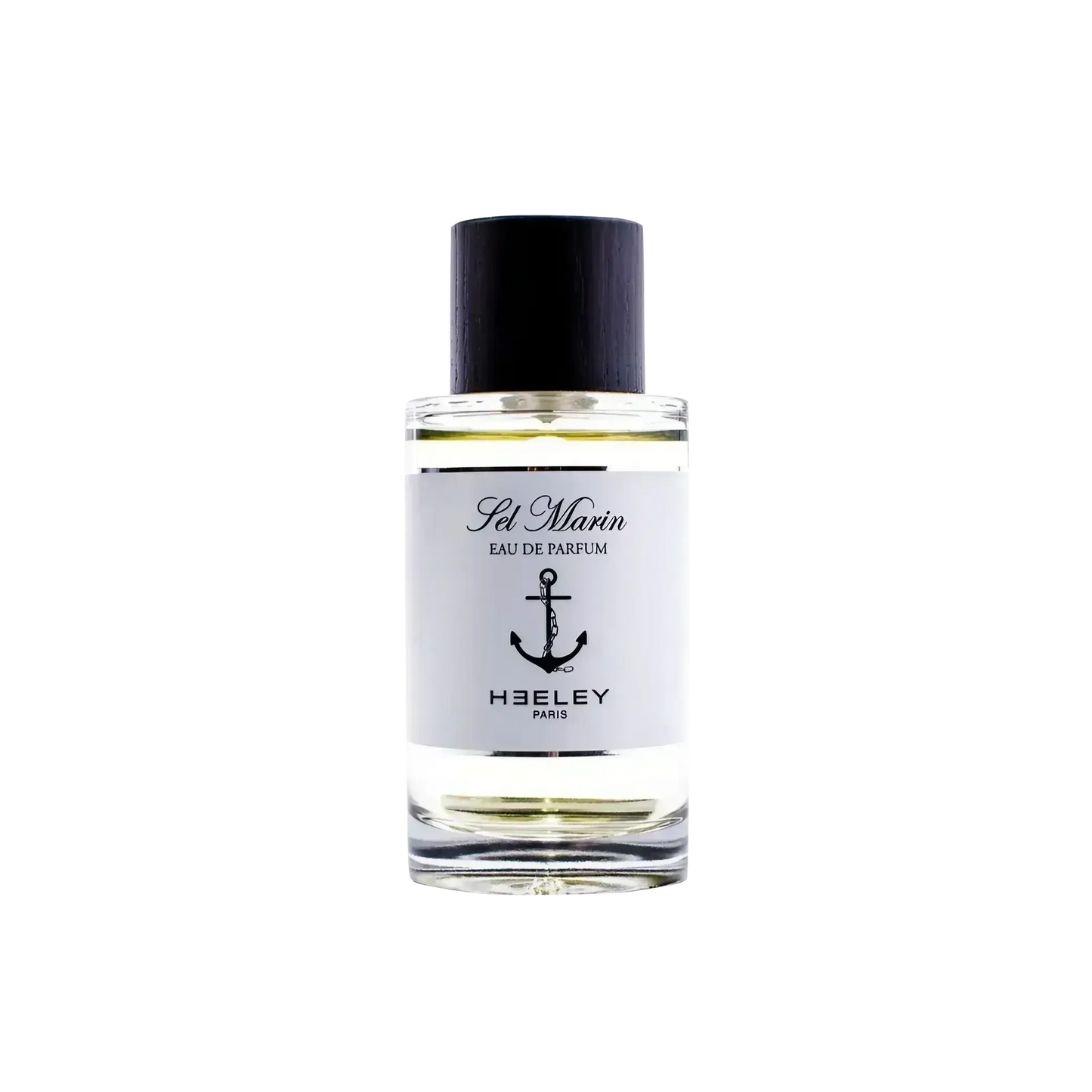 Eau de parfum Sel Marin de Heeley Ambre & Musc, notes aquatiques de citron, bergamote et vétiver sur fond boisé.