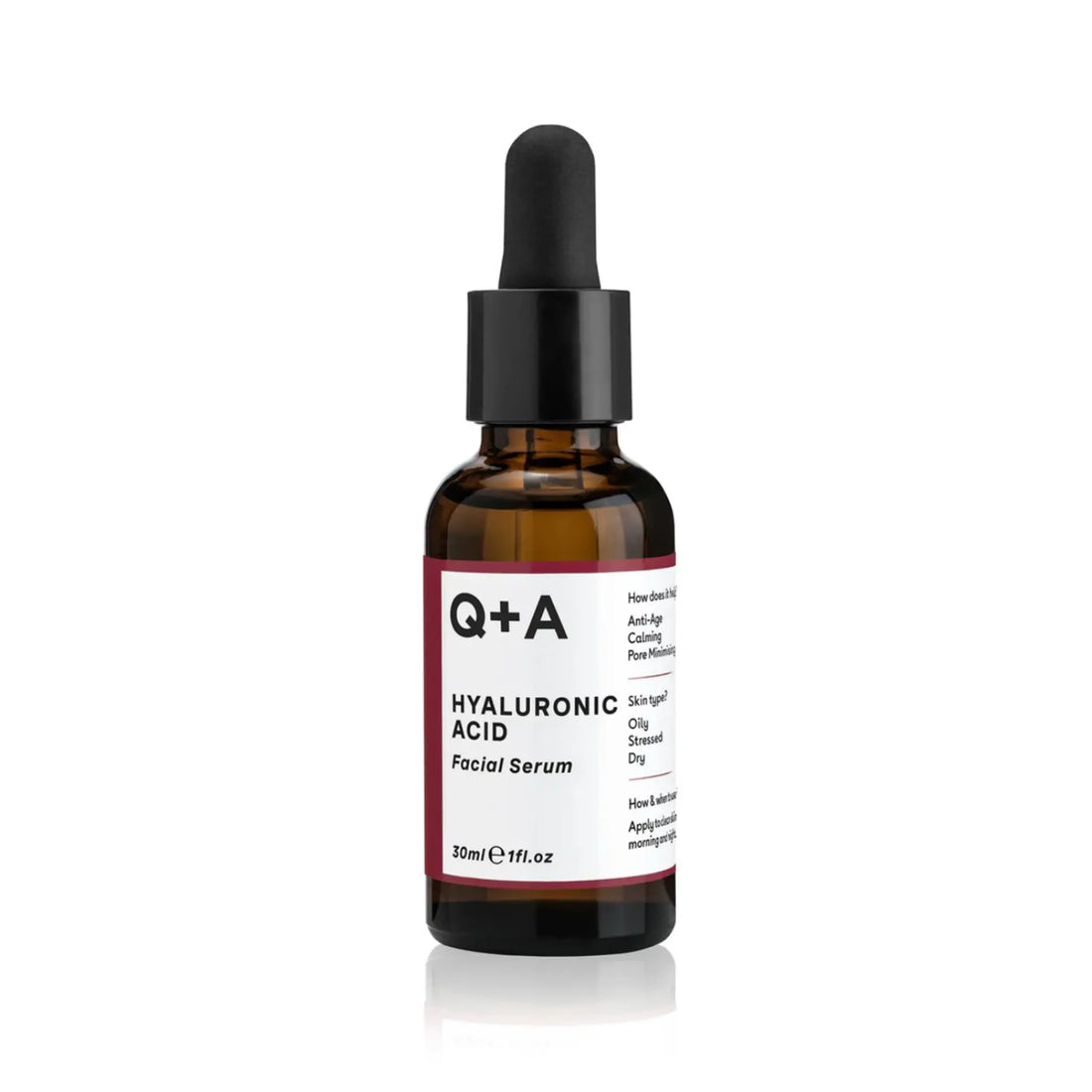 Sérum facial à l'acide hyaluronique de Q+A ambretmusc, hydratant naturel pour la peau du visage