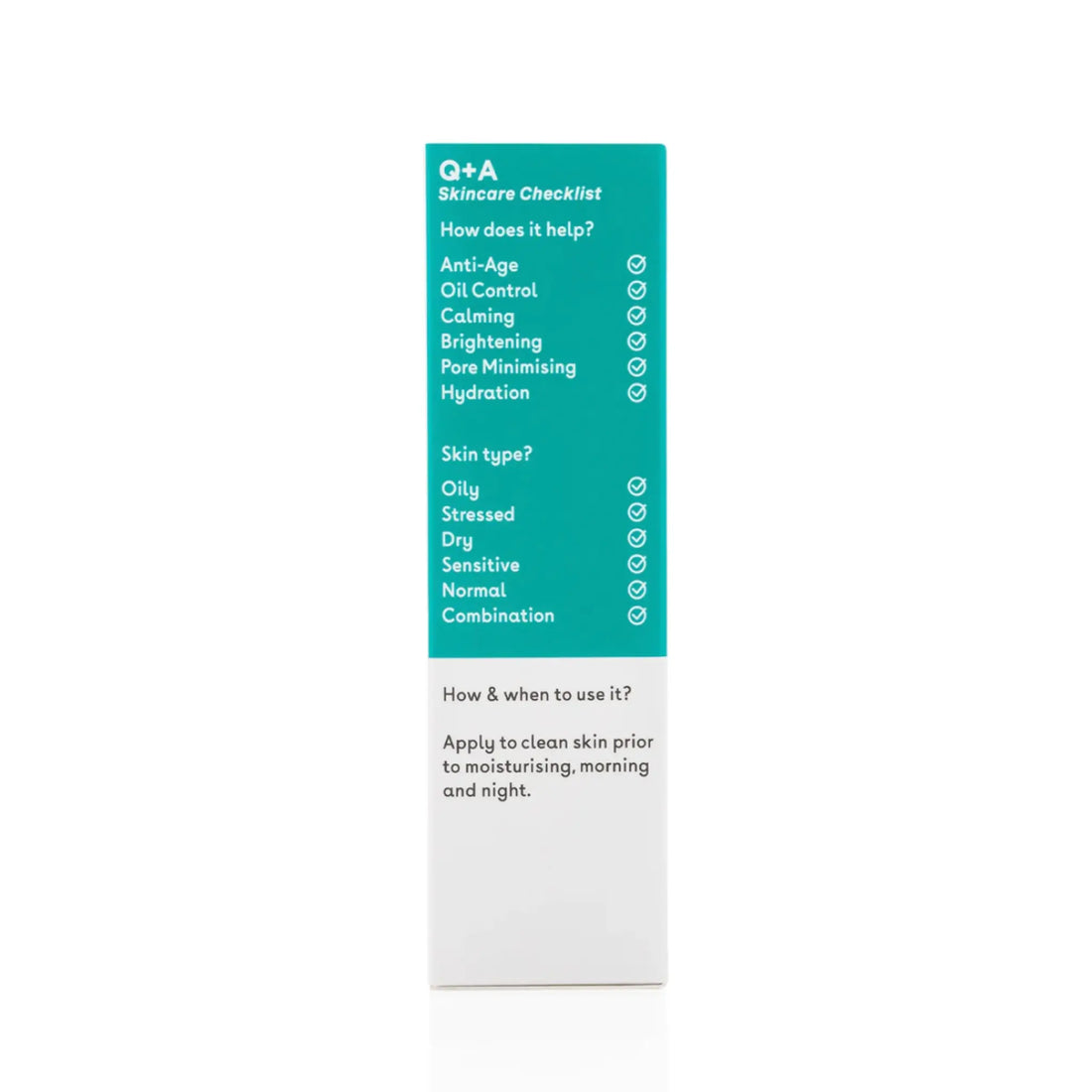 Sérum facial niacinamide Q+A avec ambretmusc pour éclaircir et hydrater le teint, catégorie sérums visage.