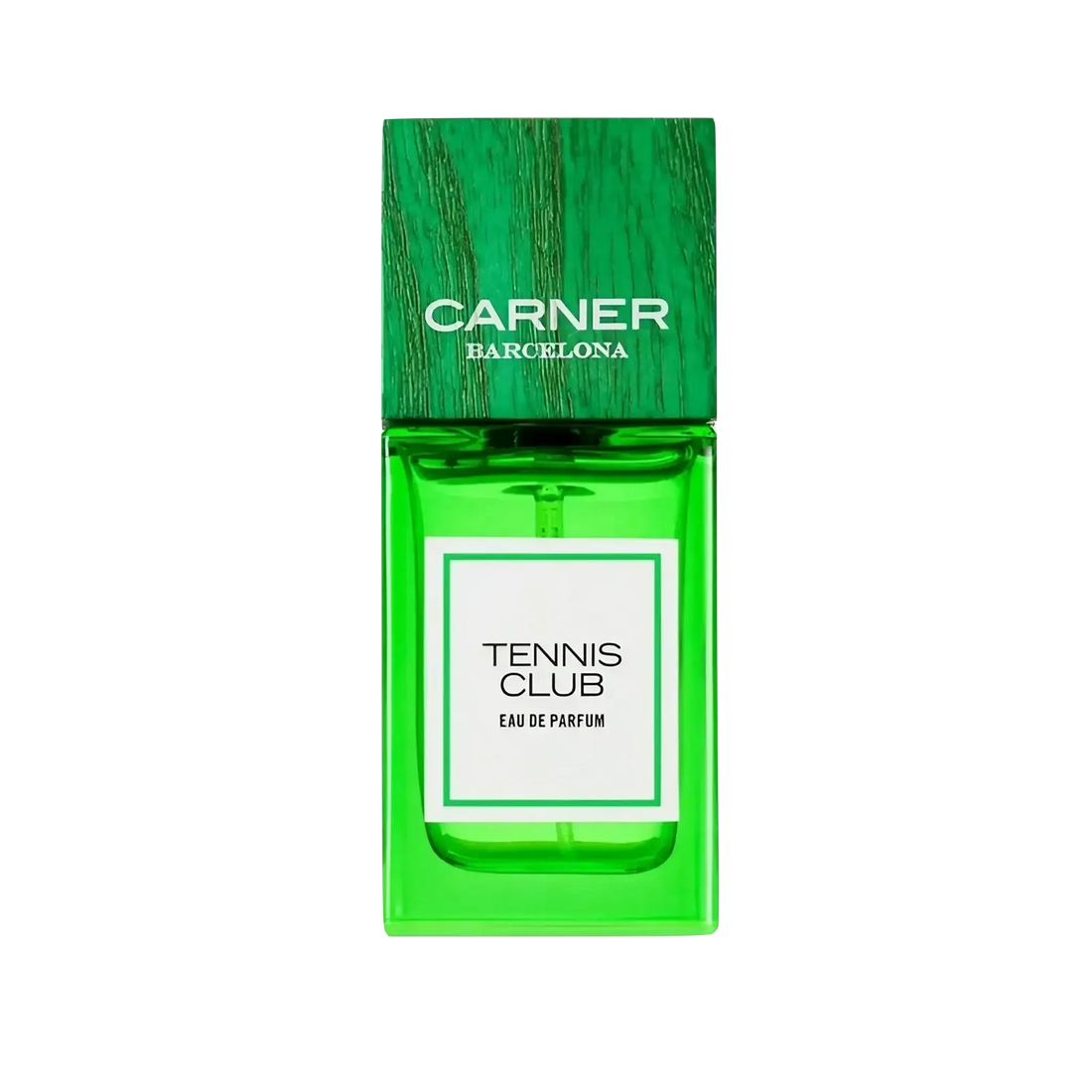 Eau de parfum Tennis Club de Carner, fragrance ambretmusc inspirée des courts de tennis, herbe verte et brise salée de la mer.