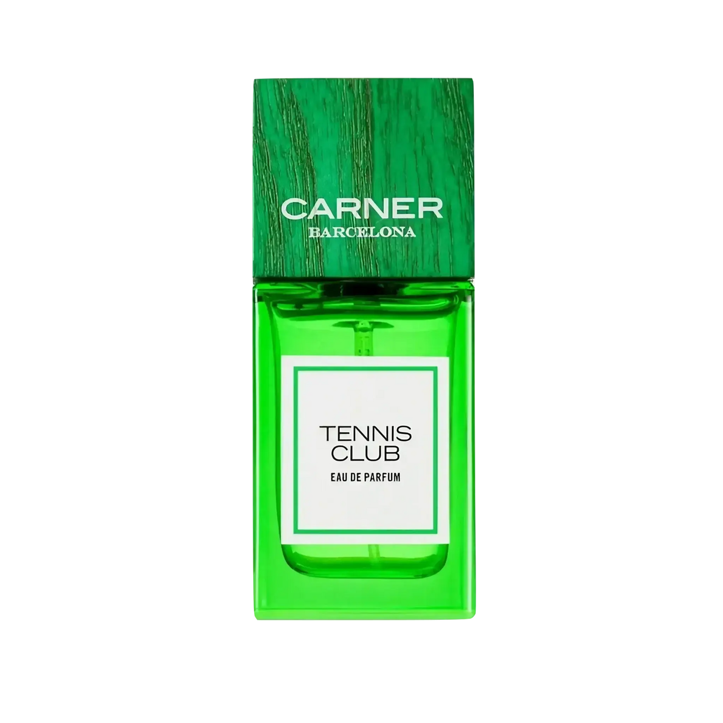 Eau de parfum Tennis Club de Carner, fragrance ambretmusc inspirée des courts de tennis, herbe verte et brise salée de la mer.