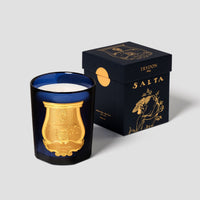 Trudon, classic scented candle Salta, Belles Matières Collection packshot with box | Trudon