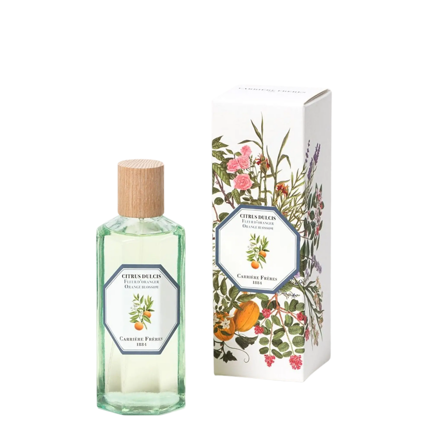 Vaporisateur d'intérieur à la fleur d'oranger de Carrière Frères, collection ambretmusc, vegan et fabriqué en France