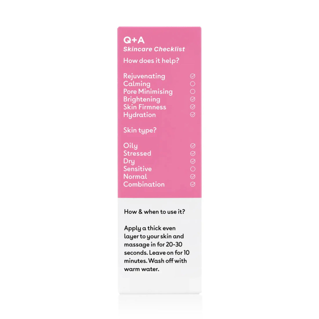 Masque pour le visage Vitamin A.C.E de Q+A enrichi en antioxydants et ambretmusc pour une hydratation profonde