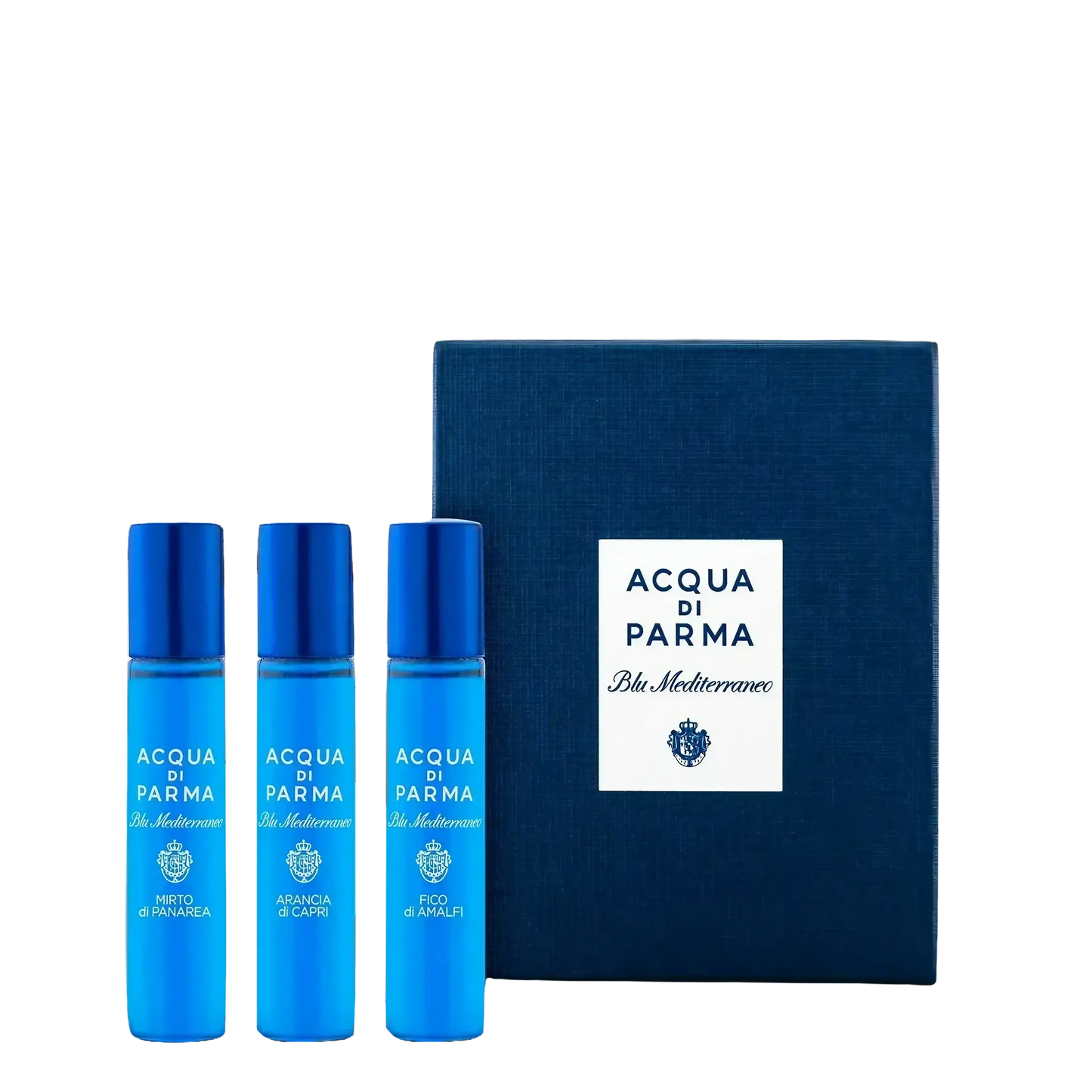 Image qui affiche Coffret Coffret Découverte Blu Mediterraneo d'une contenance de 3x12ml Neuf. Une création par la Marque Acqua Di Parma et vendu par Ambre&Musc Parfumerie de Niche et Institut de Beauté.