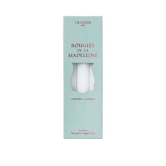 Image qui affiche Chandelles Madeleine Blanc d'une contenance de 6 bougies Neuf. Une création par la Marque Trudon et vendu par Ambre&Musc Parfumerie de Niche et Institut de Beauté.