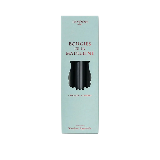 Image qui affiche Chandelles Madeleine Noir d'une contenance de 6 bougies Neuf. Une création par la Marque Trudon et vendu par Ambre&Musc Parfumerie de Niche et Institut de Beauté.