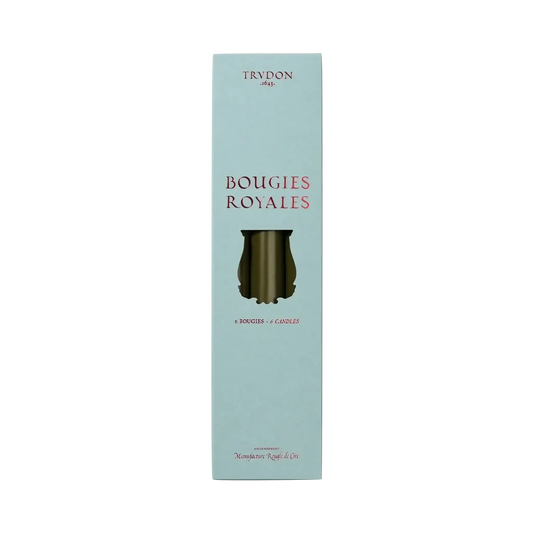 Image qui affiche Chandelles Royale Kaki d'une contenance de 6 bougies Neuf. Une création par la Marque Trudon et vendu par Ambre&Musc Parfumerie de Niche et Institut de Beauté.