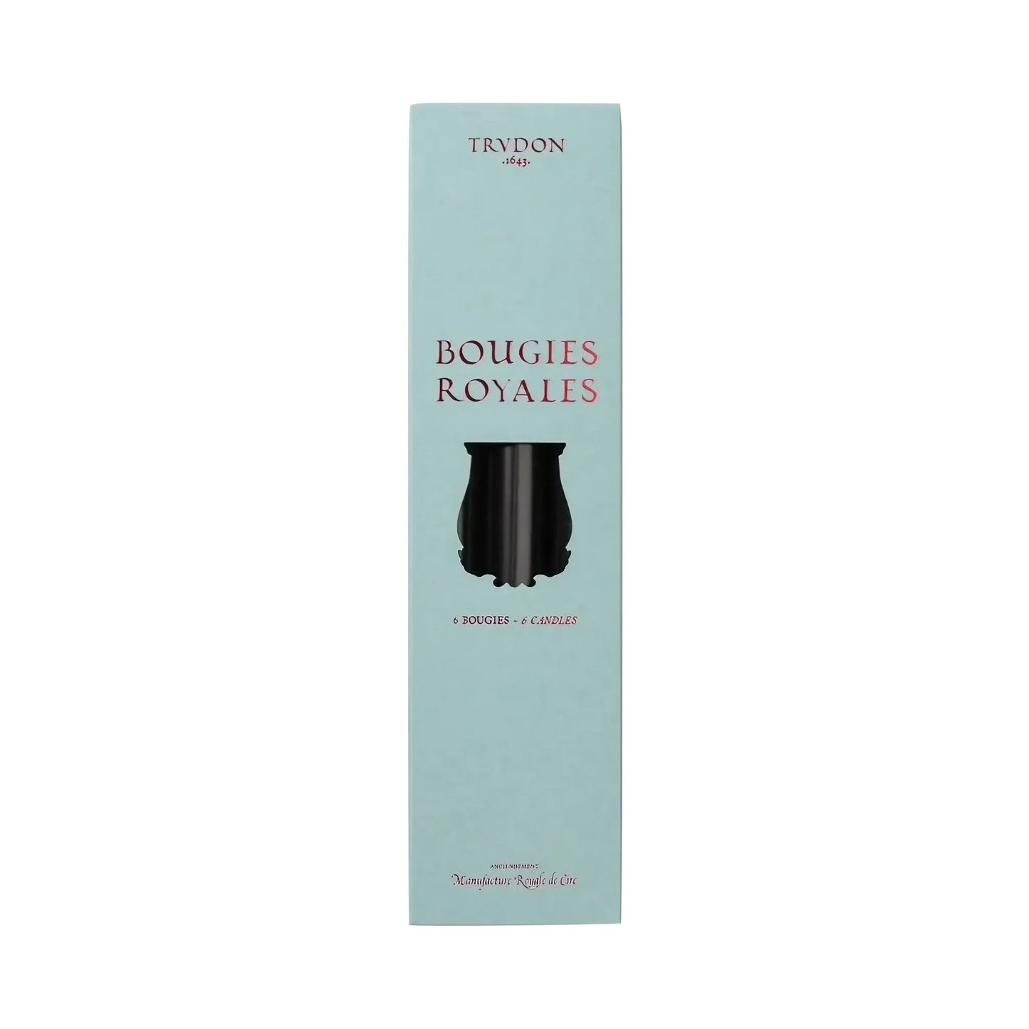 Image qui affiche Chandelles Royale Noir d'une contenance de 6 bougies Neuf. Une création par la Marque Trudon et vendu par Ambre&Musc Parfumerie de Niche et Institut de Beauté.