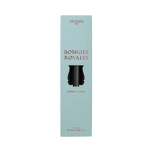 Image qui affiche Chandelles Royale Noir d'une contenance de 6 bougies Neuf. Une création par la Marque Trudon et vendu par Ambre&Musc Parfumerie de Niche et Institut de Beauté.