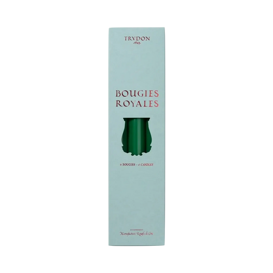 Image qui affiche Chandelles Royale Vert Sapin d'une contenance de 6 bougies Neuf. Une création par la Marque Trudon et vendu par Ambre&Musc Parfumerie de Niche et Institut de Beauté.